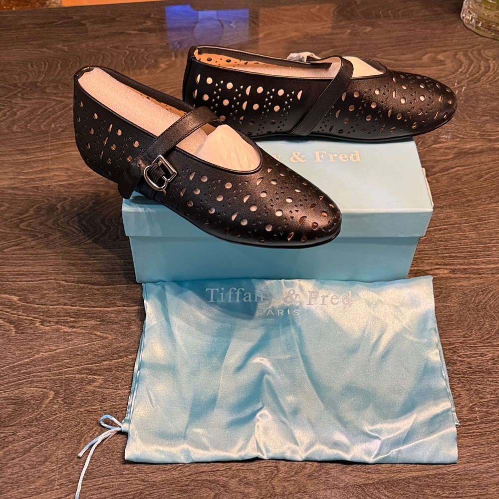 Tiffany & Fred Black Perforated Flats